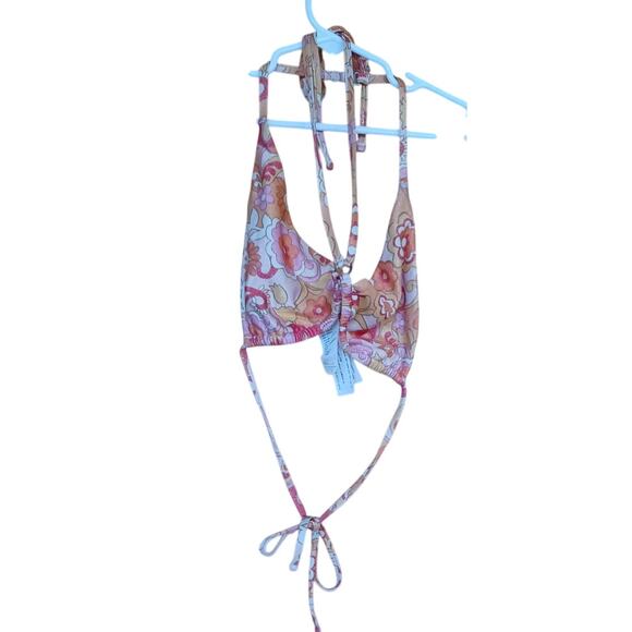 Social Tourist Abercrombie & Fitch Pink Red Glittery Floral Bikini Women's Small - Picture 1 of 10